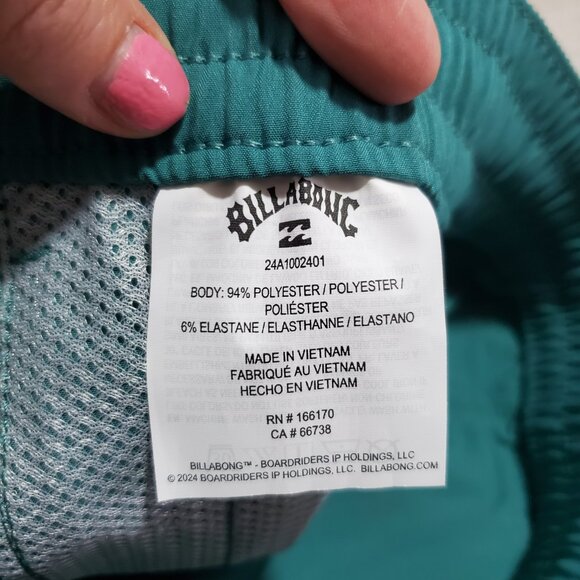 BILLABONG NWT Kai Hybrid Shorts 7" Unlined Lightweight Teal Pacific Used Men XXL - Picture 11 of 16